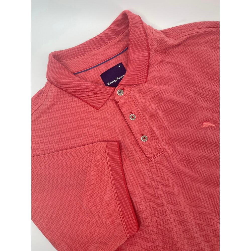 Tommy Bahama Polo Shirt Men’s 2XL Salmon Red Modal/Polyester Vacation Logo